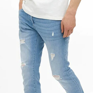Jean en denim bleu pour homme, respirant et décontracté, taille haute, avec braguette zippée - Product Image 3