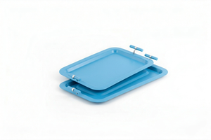 Ensemble de plateaux de service bleu ciel, plateau rectangulaire en métal décoratif, poignée en résine bleue, plateau de service pour café, thé, nourriture, 2 pièces - Product Image 3