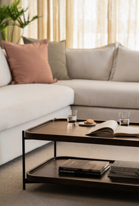 Modern Wood Coffee <b>Table</b> With Iron Frame Two Tier Storage Living Room Furniture Minimalist Design - Product Image 5