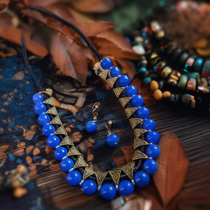 Agade Beads with Golden Embellishment Fashion Jewelry Set - Product Image 2