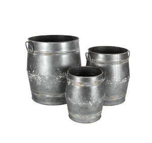 Ensemble de jardinières rondes en métal galvanisé émaillé faites à la main en Inde pour la maison, le balcon, la terrasse, le jardin, jardinière décorative - Product Image 4