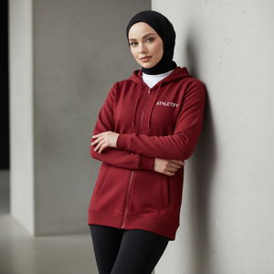 Sudadera Deportiva Holgada con Capucha para Mujeres Musulmanas, Tejido Francés, UPF50+, Transpirable, Ecológica, Ropa Deportiva Modesta - Product Image 1