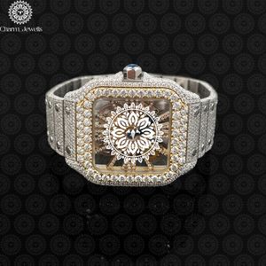 Charm_Jewells Women's Luxury Stainless Steel Square Mechanical <b>Watch</b> <b>Diamond</b> Encrusted Bracelet Analog Dial 38mm - Product Image 1