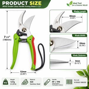 Sécateur de jardin JM202 7,5 pouces en acier inoxydable, lame courbée, verrou de sécurité, pour le marché américain et asiatique, vente en gros - Product Image 2