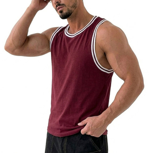 Custom Colors Men's Casual Muscle Tank <b>Top</b> Striped Trim Summer Beach Streetwear Sleeveless Tee Wholesale Fitness Shirt Tank <b>Top</b> - Product Image 5