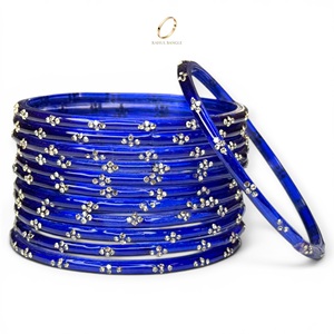 Vente directe du fabricant : Bracelets en verre cachemiri bleu roi, ensemble goutte de pluie, cristaux pour femmes, pour mariage, prix de gros - Product Image 1