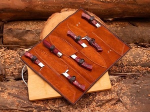 Juego de Cuchillos de Chef de 5 Piezas Forjados a Mano Prime Crafts International, Estilo Japonés, Mangos de Resina Roja, Hoja Recta de Acero Inoxidable de 8-9.9 Pulgadas - Product Image 6