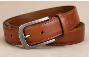 Cinturón de Cuero Genuino Marrón Sólido con Hebilla Rectangular de Acero, Formal, Duradero para Hombre - Product Image 4
