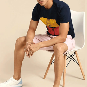 Camiseta de algodón de manga corta con cuello redondo y estampado de árbol para hombre, color azul marino, diseño casual, corte regular, Save Our Home - Product Image 5