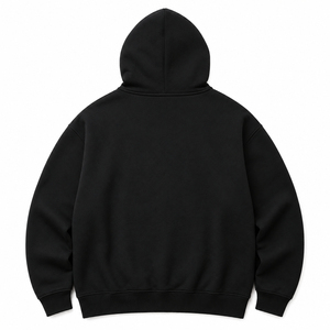 Sudadera con Capucha Negra para Hombre, de Forro Polar, Manga Larga, Casual, Color Sólido, Corte Regular, Diseño Liso, Tejida - Product Image 2