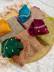 Exclusivo Saree de Chifón con Diseño de Diseñador y Blusa Elegante, Estilo Étnico Moderno, Última Tendencia India, Ropa de Fiesta Modesta para Mujer - Product Image 5