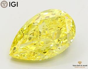 เพชร CVD ที่เพาะเลี้ยงในห้องปฏิบัติการ พร้อมใบรับรอง IGI สำหรับแหวนสุดหรู ความใส VS1 สีเหลืองสดใส รูปทรงลูกแพร์ 3.00 กะรัต - Product Image 1
