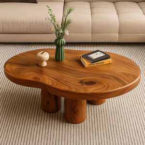 Table basse Luxali - Table basse moderne pour salon, table basse en bois massif, fabrication artisanale, bois naturel véritable, décoration, design unique - Product Image 1