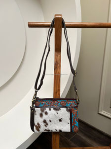 มาใหม่ล่าสุด Western รูปแบบ Cowhide หนังใหม่สไตล์กระเป๋าถือแกะสลักมือ Toled หนังพู่ Boho ผมบนซ่อนสลิงกระเป๋า - Product Image 2