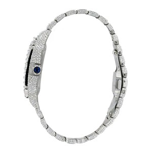 Montre automatique mécanique de luxe pour homme, boîtier carré en acier inoxydable, cadran analogique à chiffres romains, 40 mm, verre cristal 20 mm, blanc glacé - Product Image 2