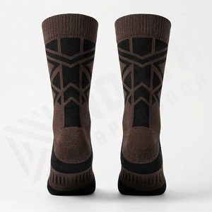 Brown Crew <b>Socks</b> Breathable Polyester Spandex <b>Running</b> Athletic Solid Color Men Women Autumn Sport Wear - Product Image 2