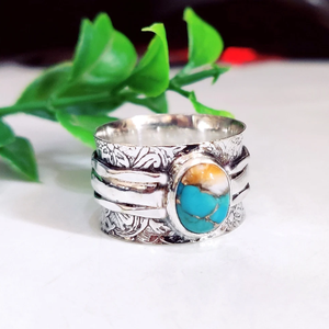 Oyster <b>Spinner</b> <b>Ring</b> Handmade Oyster Shell Fidget <b>Ring</b> Boho Statement Jewelry Natural Shell <b>Ring</b> Anxiety Relief <b>Spinner</b> <b>Ring</b> - Product Image 1