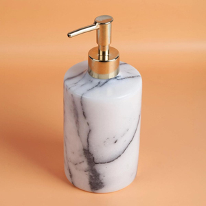 Exclusive <b>Dark</b> <b>Green</b> Marble Soap Dispenser with Gold Pump Natural Marble Hand Wash Bottle for Premium <b>Bathroom</b> & Decor - Product Image 5