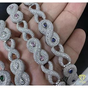 Pulsera de tenis unisex de plata de ley 925 con diamantes de moissanita de alta calidad, estilo hip hop, cadena y eslabones helados - Product Image 2