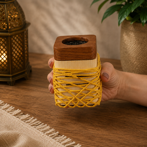 Encensoir en bois design avec dôme en métal doré, brûleur de Bakhoor, porte-oud arabe, aromathérapie, décoration intérieure islamique pour l'Aïd - Product Image 6