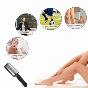 Lima de pies de acero inoxidable alemán con mango de plástico de un solo lado, lima de pedicura con papel de lija para el cuidado de los pies, elimina callosidades y piel muerta. - Product Image 5