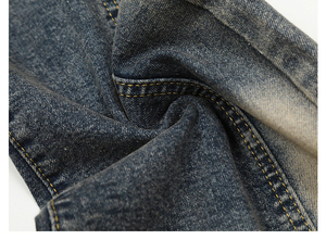 High Waist Flare Denim Pants <b>Bleach</b> Stone Wash Tie Dye Pattern Button Fly Casual Style Full Length 100% Cotton Woven Fabric - Product Image 5
