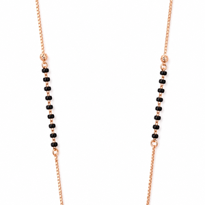 Collar Mangalsutra Geométrico de Oro Rosa de 18K con Detalles de Diamantes, Cuentas Negras, Alto Brillo, Regalo de Boda para Mujer, Joyería para Fiesta - Product Image 3