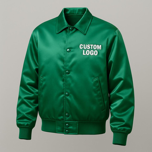 Custom Satin Varsity <b>Jackets</b> Winter Stand Collar Satin <b>Jacket</b> – Custom Embroidered Bomber Style <b>Jacket</b> for <b>Men</b> and Women - Product Image 4