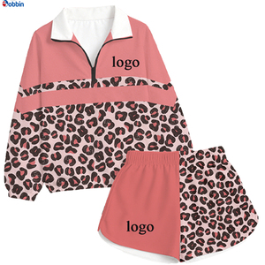 Conjunto Deportivo de 2 Piezas para Mujer, Estampado de Leopardo Morado, Chaqueta Cortavientos y Pantalones Cortos de Punto de Secado Rápido, Estilo Deportivo para Primavera/Verano - Product Image 5