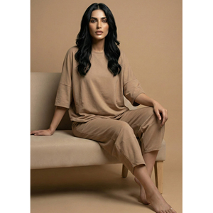Conjunto de Pijama de Lavanda Premium para Mujer, Suave al Tacto, Dos Piezas, Ropa de Dormir, Ropa Casual, Conjunto a la Moda - Product Image 1