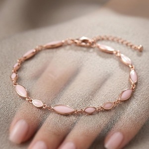 สร้อยข้อมือเงินแท้ 925 แบบคลาสสิกเคลือบสีโรสโกลด์สำหรับผู้หญิง เครื่องประดับคุณภาพดีสำหรับใส่ทุกวัน สินค้ามาใหม่ 2026 - Product Image 1