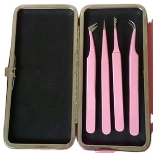 ASAP Sustainable Eyelash Tweezers for Lashes Extension Custom Logo Eyelash Tweezers Rose Gold Baby <b>pink</b> Bend Nose Tweezers - Product Image 1