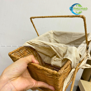 Eco-Friendly Wicker <b>RATTAN</b> <b>Storage</b> Basket Metal Frame Reinforced, Cotton Interior Ideal for Gifting Vietnam Crafts - Product Image 3