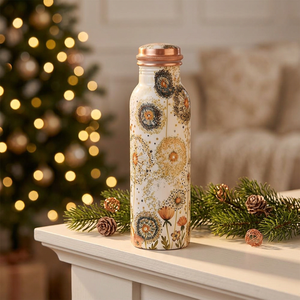 Juego de Botellas de Agua Modernas de Cobre con Tapa con Patrón Turquesa, Doble Pared Aislada, Ecológicas, para Oficina, Hogar, Comedor, Personalizables - Product Image 6