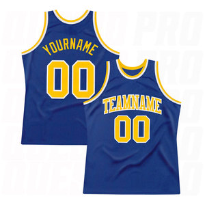 Camiseta de Baloncesto Retro Personalizada, Color Blanco y Dorado Real, Auténtica, Sin Logotipo, Uniforme de Equipo Sublimado Premium, Estilo Vintage - Product Image 1