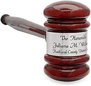 Boutique de cadeaux d'affaires |   Marteau en bois de rose personnalisé avec bande argentée et bloc de présentation, qualité supérieure - Product Image 4