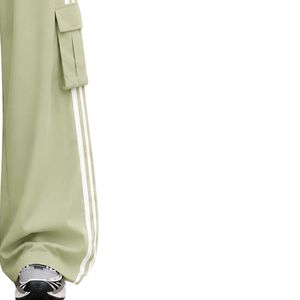 Pantalon cargo ample vert sauge pour femme, taille haute, avec cordon de serrage, coupe décontractée, rayures latérales, style streetwear, personnalisable OEM - Product Image 4