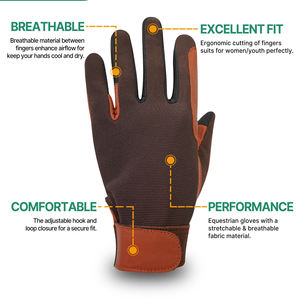Gants d'équitation professionnels respirants en tissu extensible pour le saut d'obstacles et l'équitation polyvalente, offrant une forte adhérence et une protection. - Product Image 3