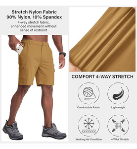 กางเกงขาสั้นลำลองผู้ชายสำหรับฤดูร้อน ผ้าเทอร์รี่ แห้งเร็ว กันยับ ปักลายชายผ่า เอวยางยืดสูง ระบายอากาศได้ดี ทรงหลวม - Product Image 4