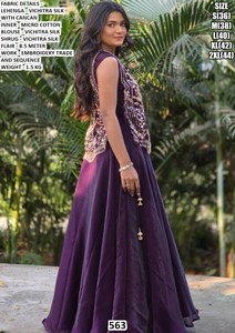 Lehenga Choli Rajwadi traditionnel pour femme, en soie Bhandhani, longueur ras du sol, protection solaire, séchage rapide, pour mariage, fête, Diwali - Product Image 5