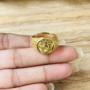 Bagues ethniques tendance Om en laiton plaqué or 18 carats pour hommes, bagues tribales spirituelles, signet yoga, bijoux vintage, vente en gros/OEM/ODM - Product Image 2