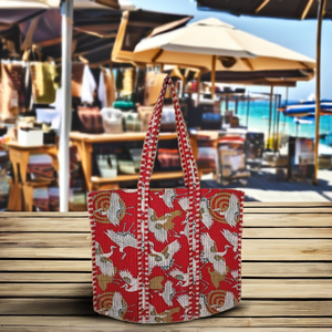 กระเป๋าผ้าฝ้ายบุผ้านวมลายป่าสำหรับผู้หญิงอินเดีย  กระเป๋าช้อปปิ้งพิมพ์ลายด้วยมือ  พร้อมซิปปิด - Product Image 3