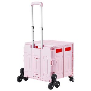 Chariot utilitaire pliable 65L avec roues pivotantes à 360 degrés, chariot à main avec fonction de montée d'escaliers, caisse roulante pliable - Product Image 5