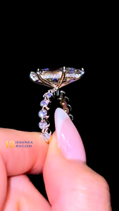 Luxury Marquise Cut Lab Grown Diamond Engagement <b>Ring</b> <b>Silver</b> Gold Hidden Halo <b>Solitaire</b> <b>Ring</b> Wedding Promise <b>Ring</b> for Women - Product Image 4