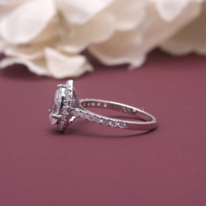 IGI Certified Lab Grown Pear Cut <b>Diamond</b> Halo Engagement <b>Ring</b> 14K White / Rose And Yellow Gold Pear Shaped <b>Diamond</b> <b>Ring</b> - Product Image 5