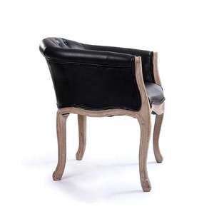 La chaise Zentique Aadi monoplace en bois de teck présente une revêtement en velours noir texturé et une finition en bois gris craie. - Product Image 6