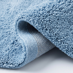 Tapis d'intérieur moderne en laine pelucheuse bleu clair uni, tufté à la main, à poils moyens, doux, texturé, antidérapant, pour chambre et salon - Product Image 6