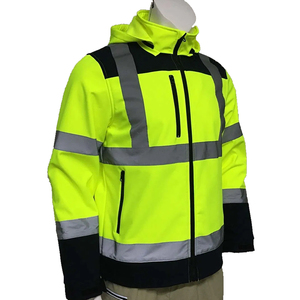 Veste de travail haute visibilité imperméable et réfléchissante à fermeture éclair, avec capuche de sécurité, manches longues, uniforme pour la circulation routière, en polyester - Product Image 1