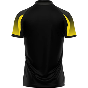 Polo sportif pour homme, noir et rouge, imprimé géométrique, manches courtes, séchage rapide, coupe classique, impression par sublimation, tricoté en polyester - Product Image 3
