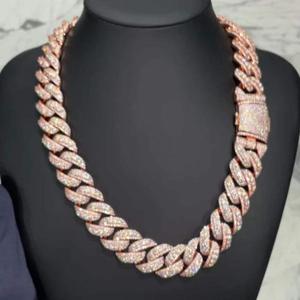 SRADAM HOUSE Luxury Custom 925 Sterling <b>Silver</b> Rose Gold Plated Moissanite Hiphop Tennis Necklace Brilliant Cut Unisex Wedding - Product Image 4